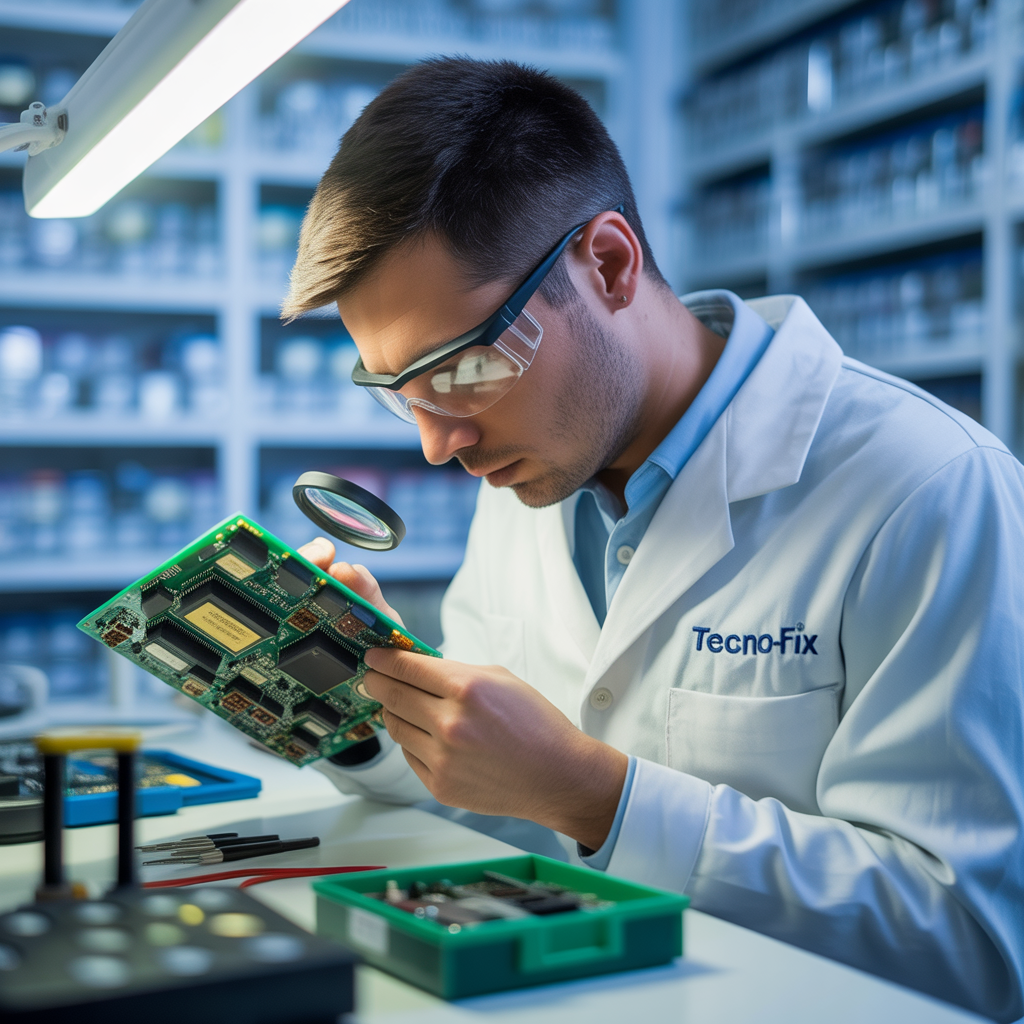 Técnico de TecnoFix Brasil realizando diagnóstico avanzado