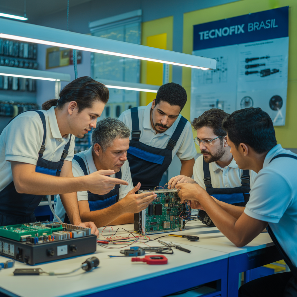 Equipo de TecnoFix Brasil colaborando en un proyecto